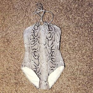 Michael Kors One Piece Swimsuit Snake Print Python Halter Resort Mob Wife 8 New